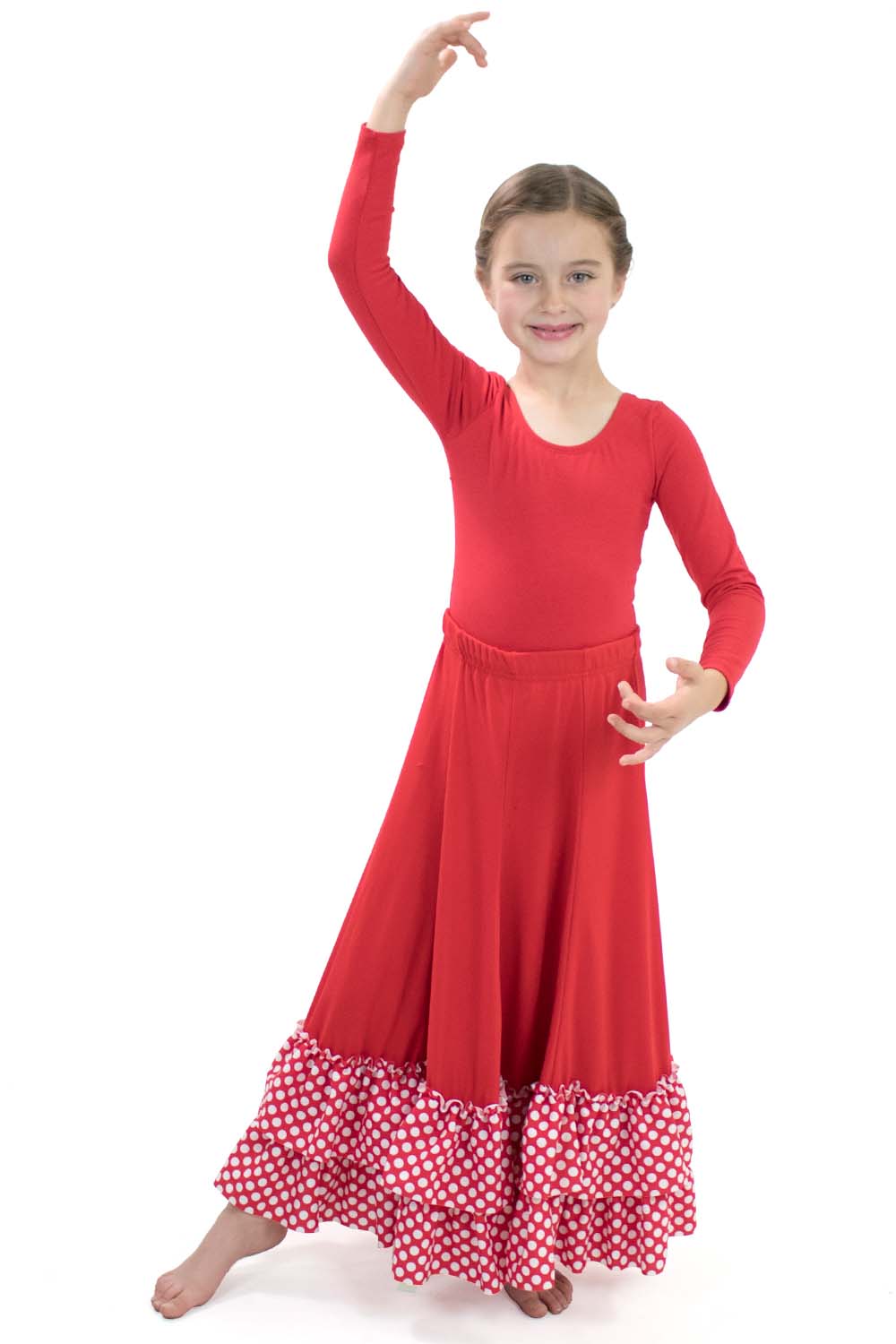 Girls' Polka Dot Ruffle 8 Panel Flamenco Skirt | Dancewear | Basic Moves™