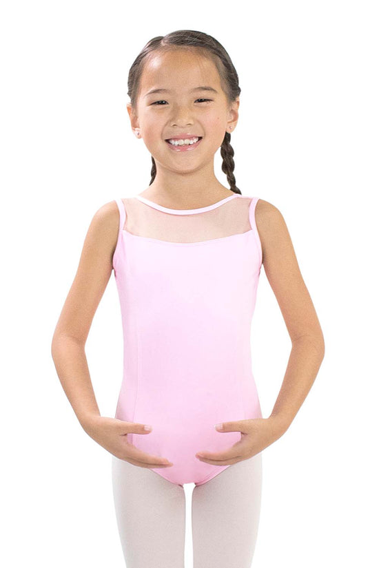 Girls Microfiber Mesh Insert Boat Neck Leotard Dancewear Basic Moves 