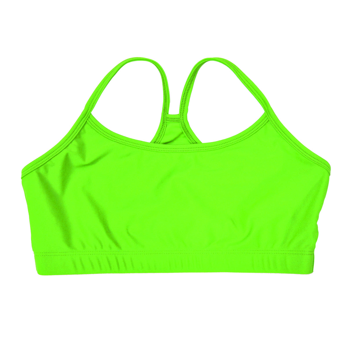 Neon Green UV 50+ Stella Lime Seamless Sports Bra Crop Top - Kids